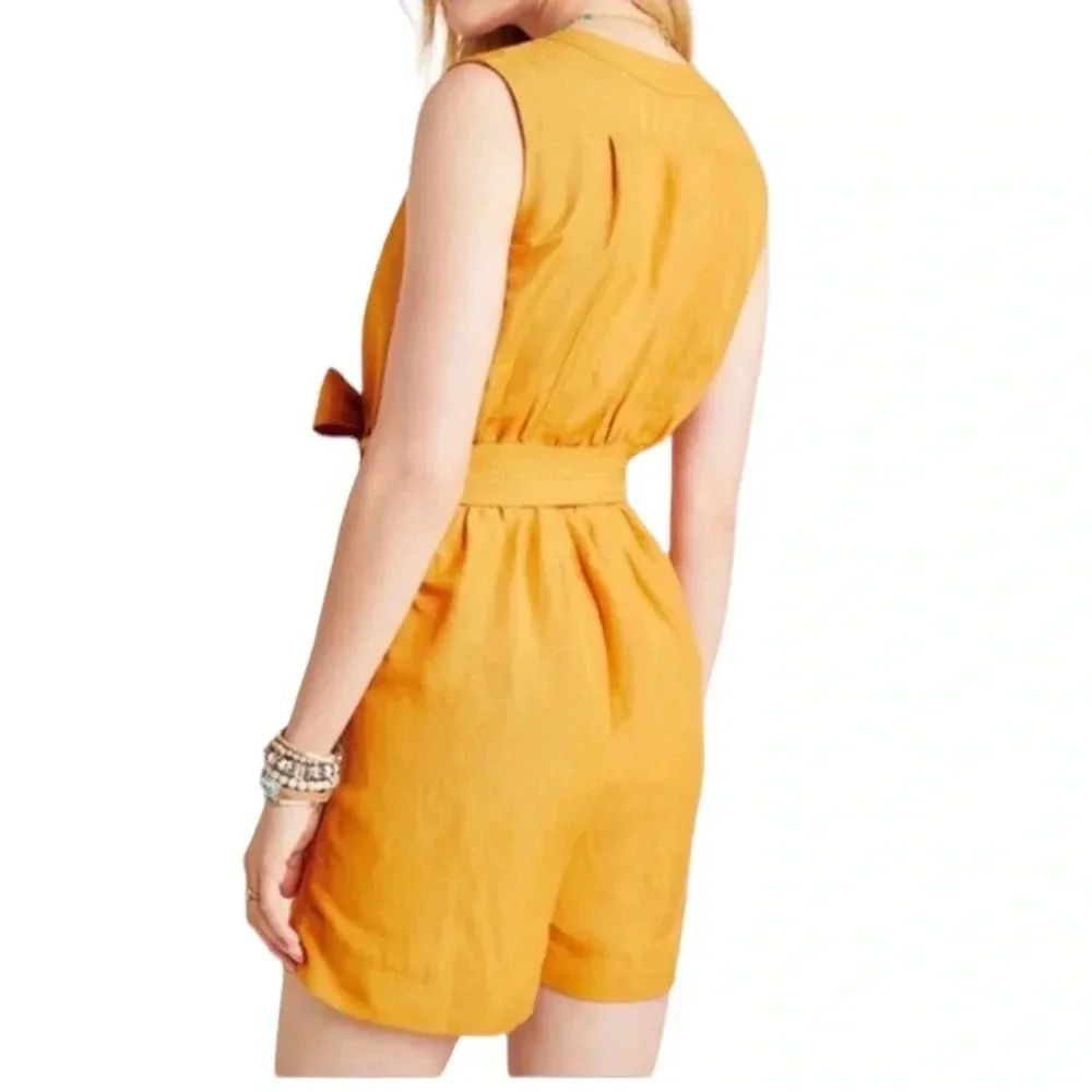 NWT Anthropologie Luana Mustard Yellow Romper 00P - Picture 2 of 13
